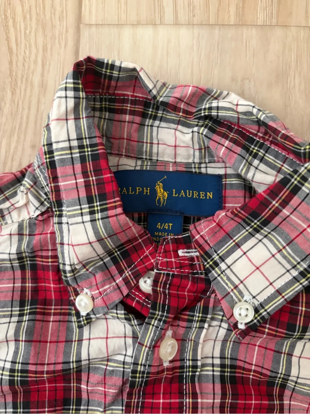 Boys Ralph Lauren Red & White Plaid Button Up Shirt